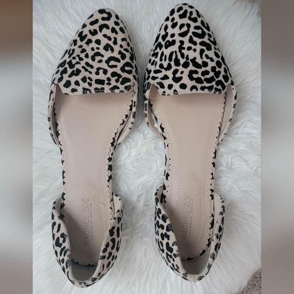 Rachel Zoe Black and Cream Animal Print Flat Shoes - Women's Size 9 - Picture 2 of 5